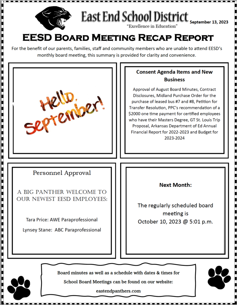 Sept Board Recap