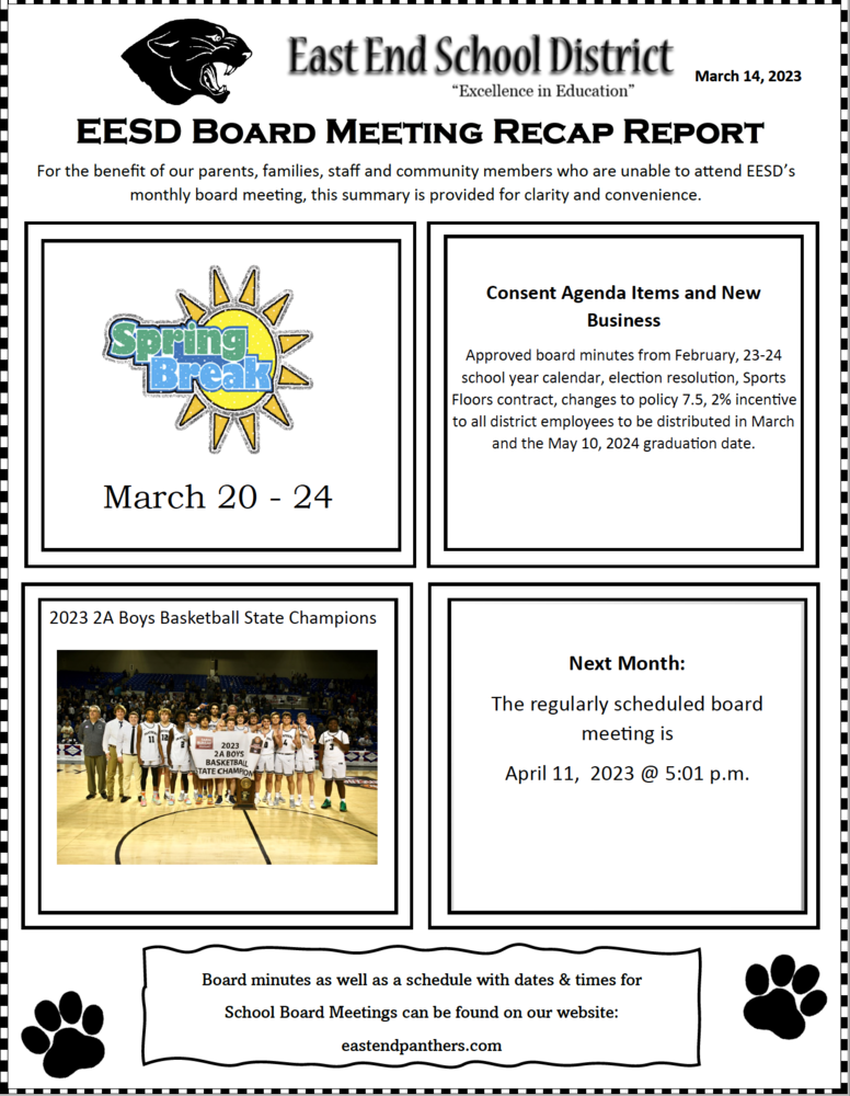 March Board Meeting Recap